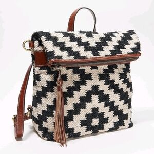 Patricia Nash Black and Cream Casoli Convertable Backpack/crossbody